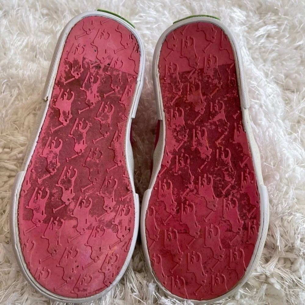 Ralph Lauren girls slip-on pink multicolor logo shoes size 9